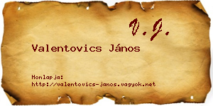 Valentovics János névjegykártya