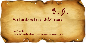 Valentovics János névjegykártya